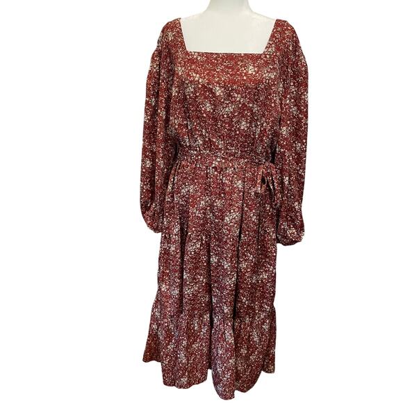 Hayden Dresses & Skirts - Hayden Maxi Dress NWT Pockets Sz 3XL Long Sleeves Floral Belted Cottagecore
